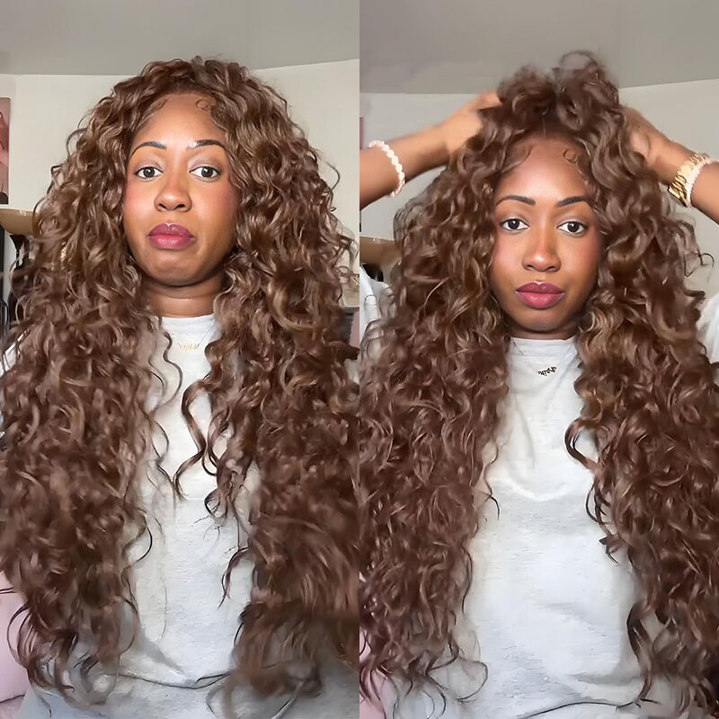 SWAY Black Brown Loose Deep Body Wave 13x4 Lace Front Human Hair Wig