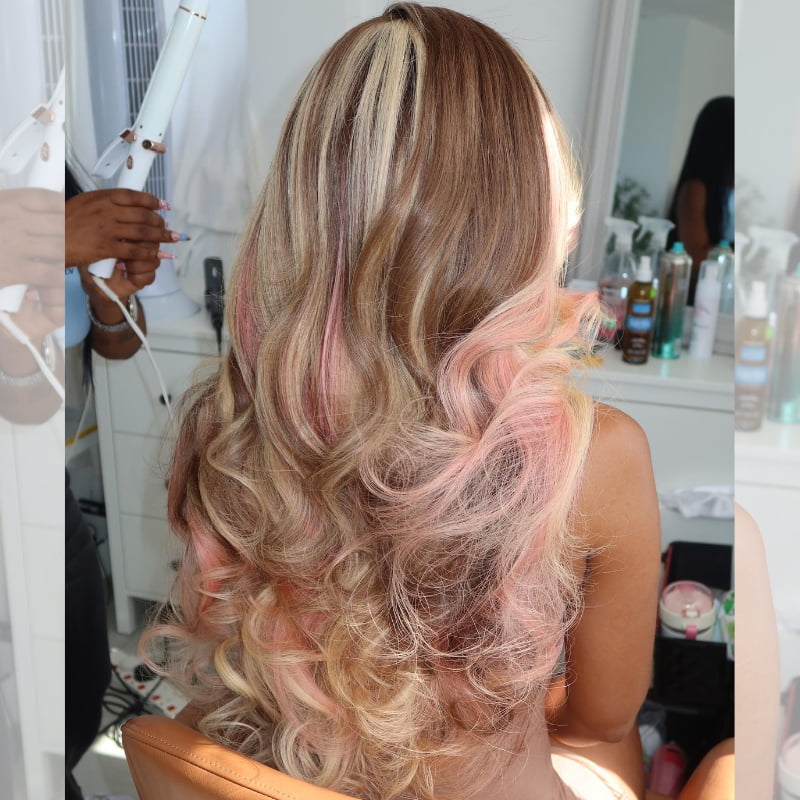 SWAY Blonde With Brown Pink Highlight Lace Front Virgin Human Hair Wig
