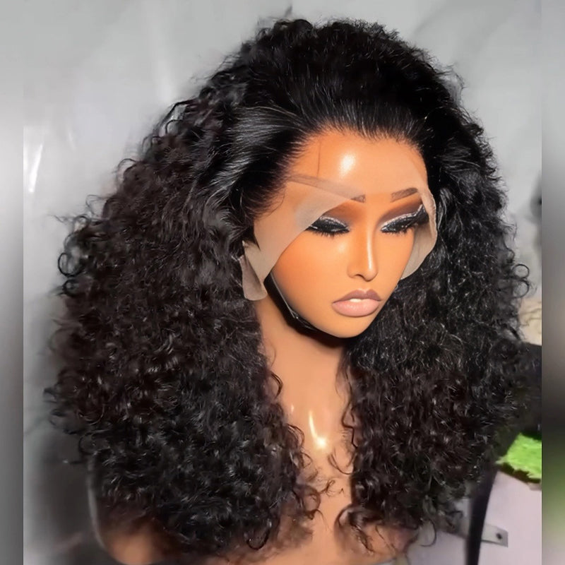 SWAY Bouncy Crimped Loose Curls 250 300 Density 13x4 Lace Front Human Hair Wigs