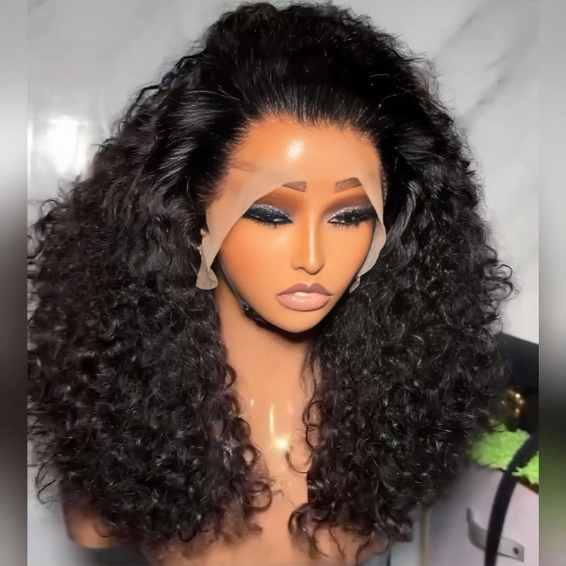 SWAY Bouncy Crimped Loose Curls 250 300 Density 13x4 Lace Front Human Hair Wigs
