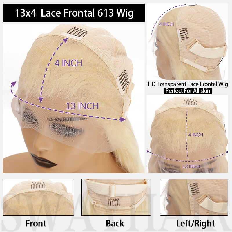 Pelucas de cabello humano ondulado con encaje frontal SWAY, color gris, densidad 200, 13x4