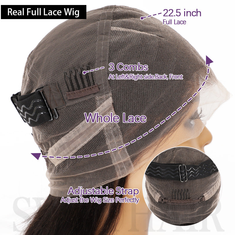 Pelucas de cabello humano virgen SWAY con parte frontal ventilada y encaje completo