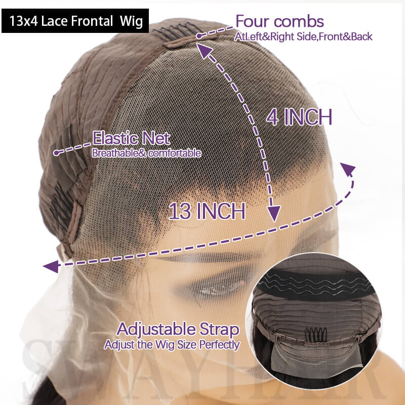 Pelucas de cabello humano SWAY 13x4 con encaje frontal, ondas sueltas y color negro natural