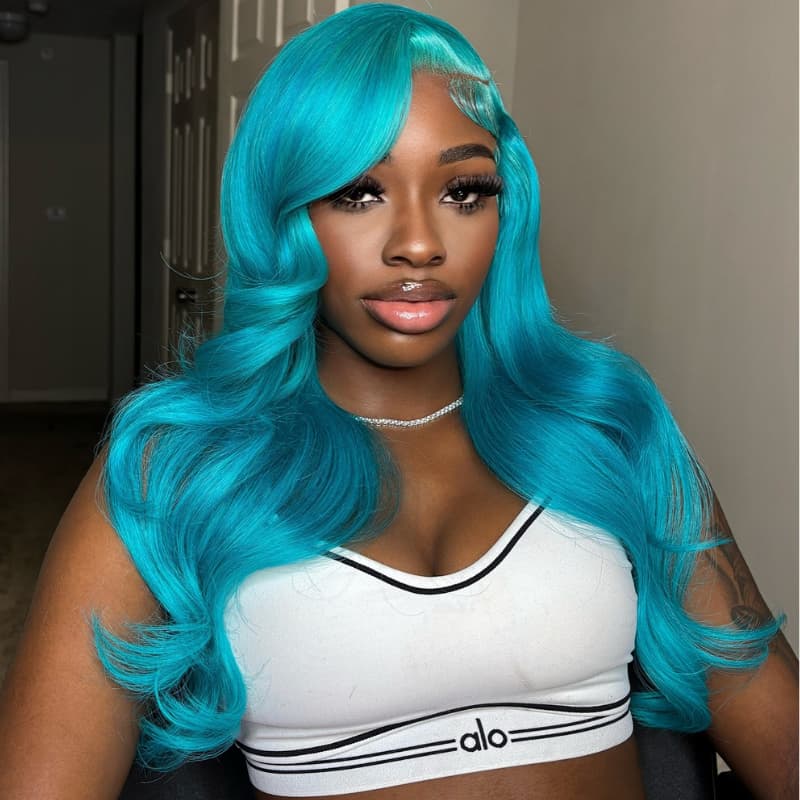 SWAY Ocean Blue 200 Density 13x4 Lace Front Virgin Remy Human Hair Wig