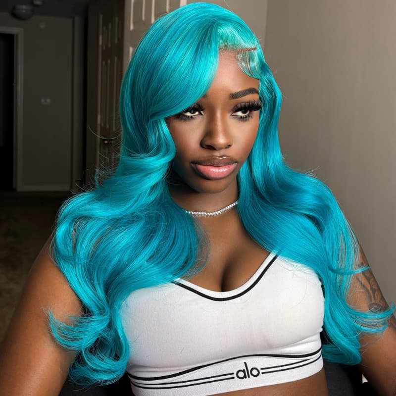 SWAY Ocean Blue 200 Density 13x4 Lace Front Virgin Remy Human Hair Wig