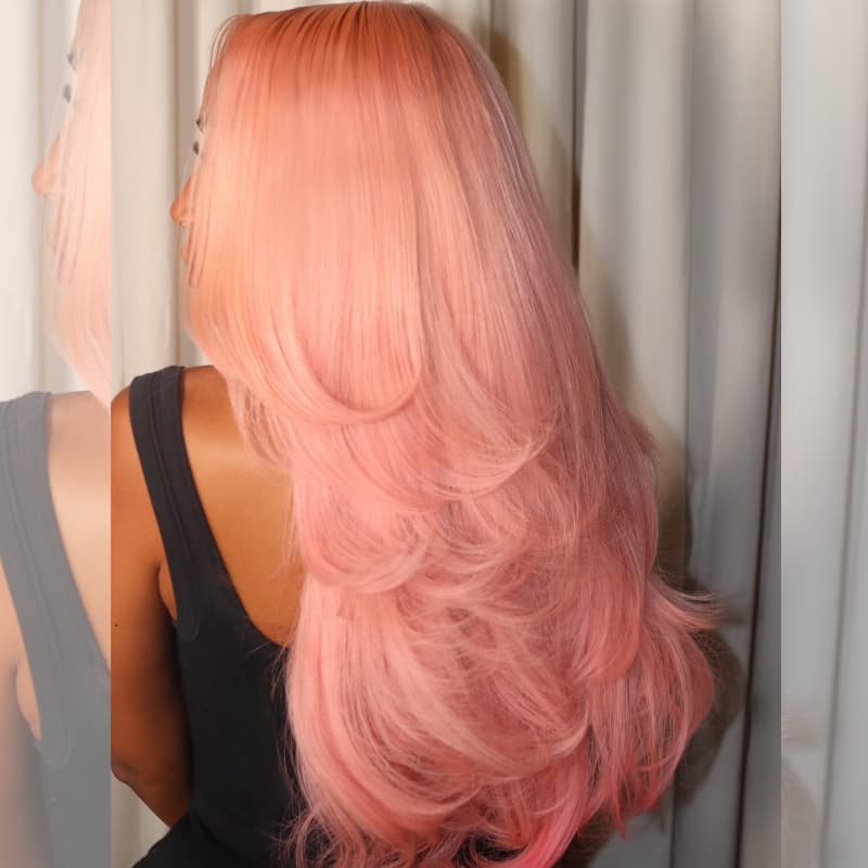 SWAY Pale Light Pink 13x4 HD Lace Front Virgin Human Hair Wigs 200 Density