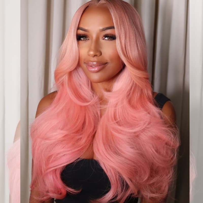 SWAY Pale Light Pink 13x4 HD Lace Front Virgin Human Hair Wigs 200 Density