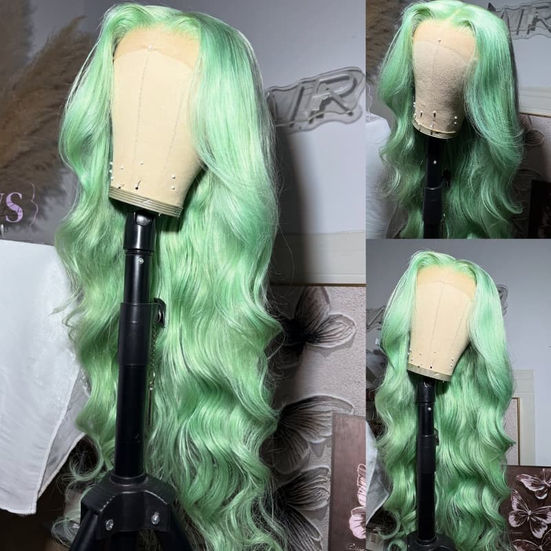 SWAY Pastel Ice Mint Green 13x4 Lace Front Virgin Human Hair Wigs