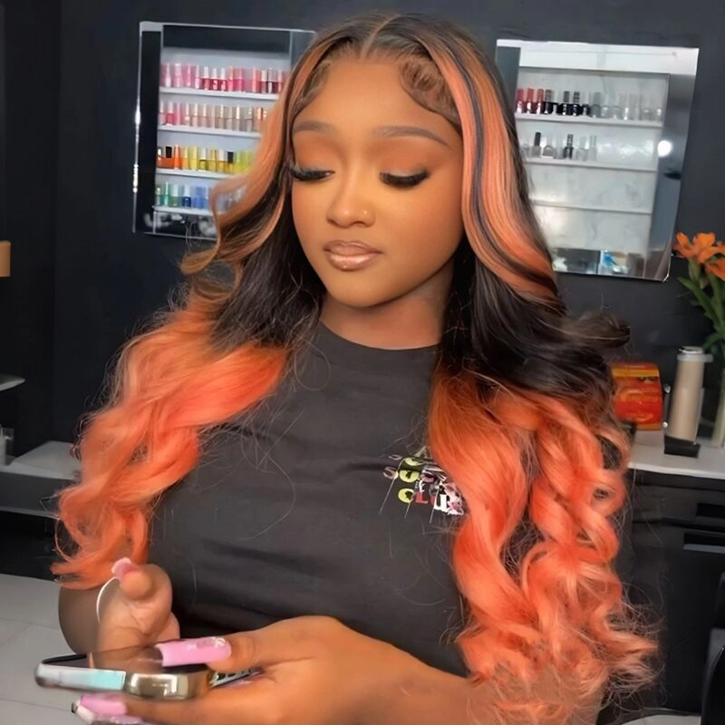 SWAY Peachy Pink Orange 13x4 Lace Front Virgin Human Hair Wigs