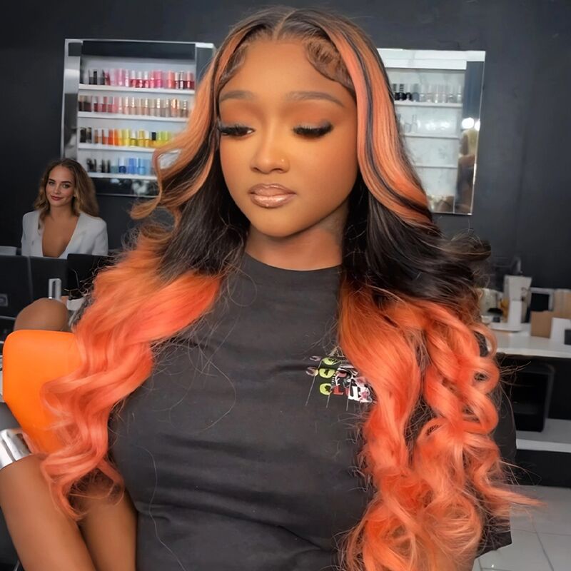 SWAY Peachy Pink Orange 13x4 Lace Front Virgin Human Hair Wigs