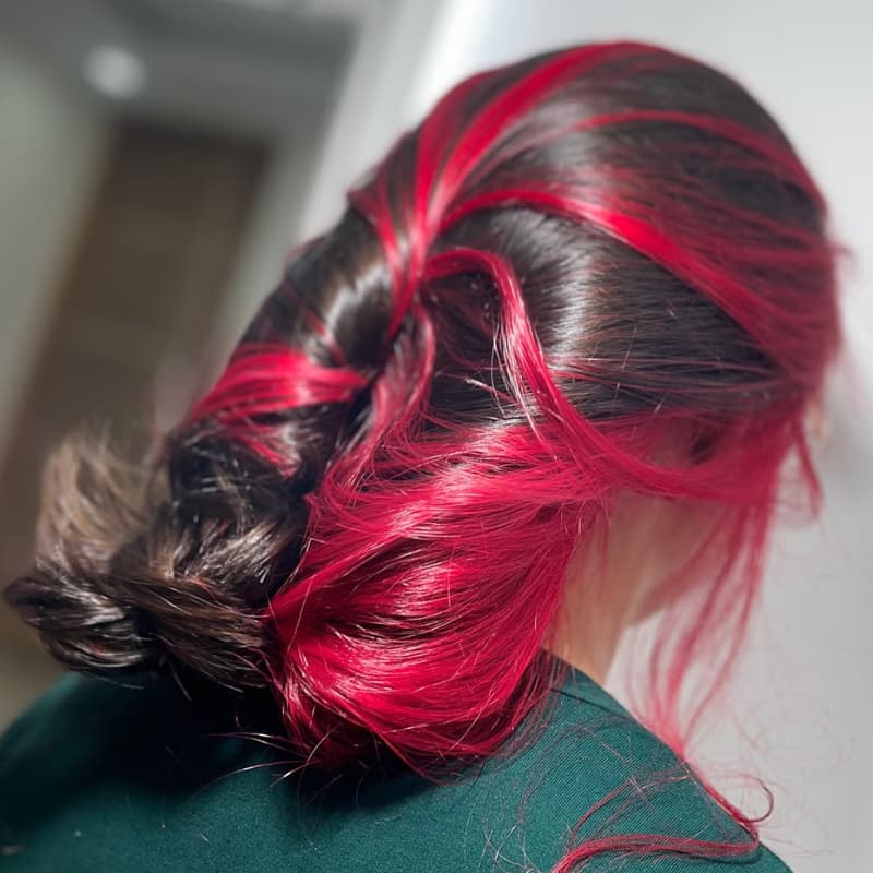 SWAY Peekaboo Dark Brown Hot Pink Streaks 13x4 Lace Front Human Hair Wigs