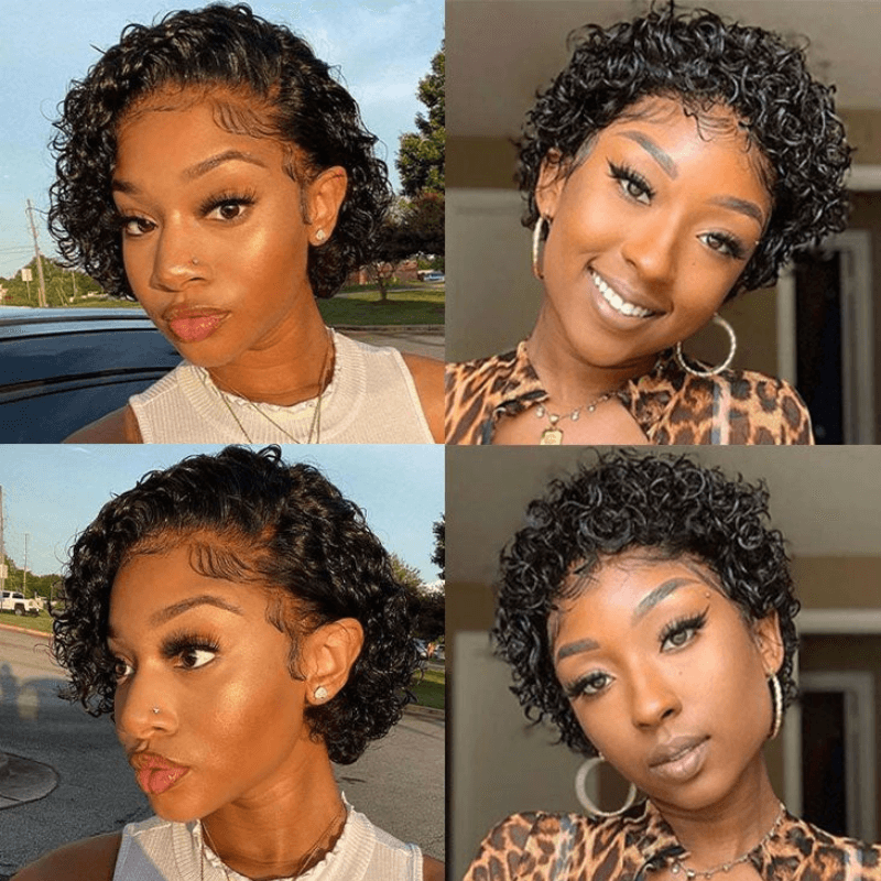 SWAY Short Pixie Cut Curly 13x1 Lace Front Virgin Human Hair Wigs