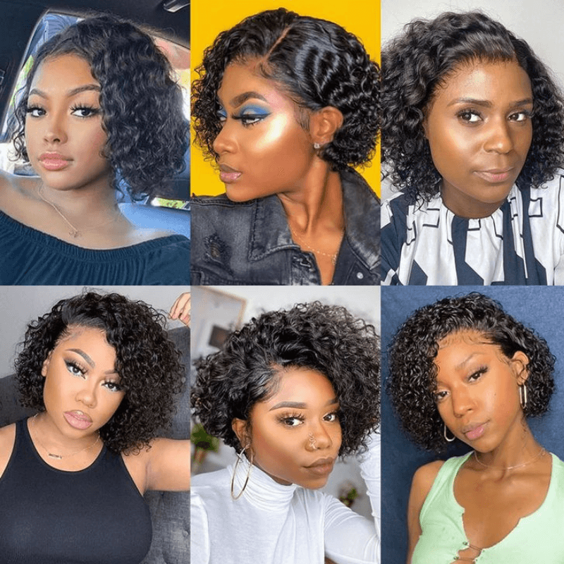 SWAY Short Pixie Cut Curly 13x1 Lace Front Virgin Human Hair Wigs