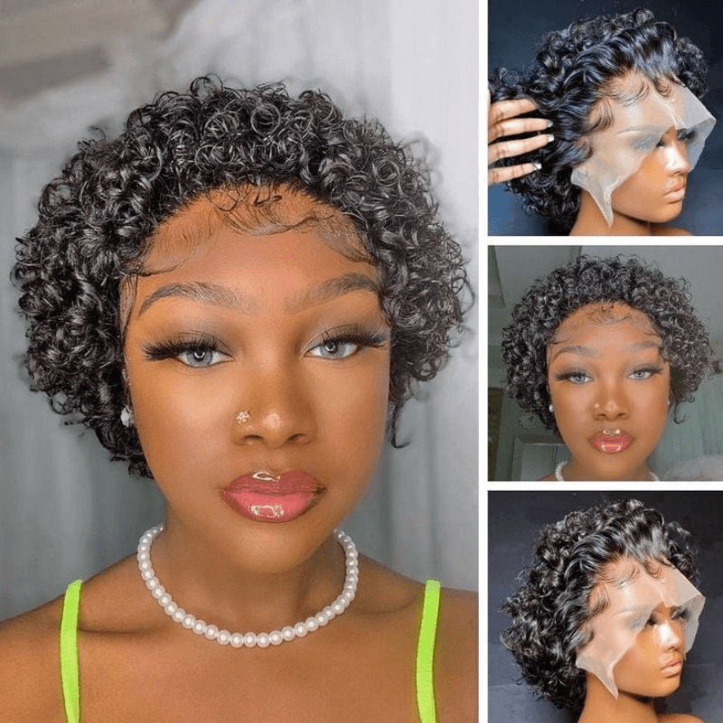 SWAY Short Pixie Cut Curly 13x1 Lace Front Virgin Human Hair Wigs