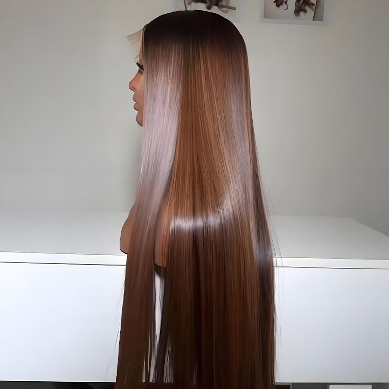 Pelucas de cabello humano SWAY rubio miel con reflejos marrones, 13x4 HD, con encaje frontal