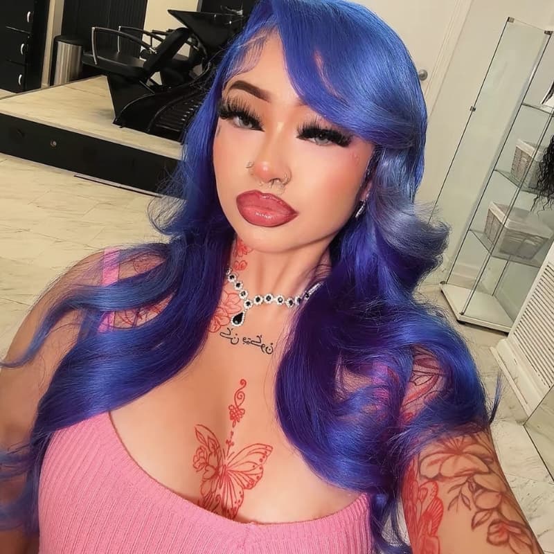 SWAY Violet Blue Wavy 13x4 Lace Front Virgin Human Hair Wigs 200 Density