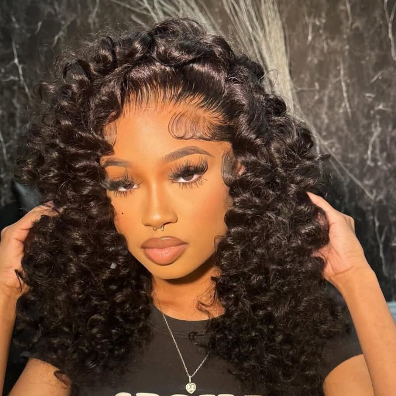SWAY Voluminous Tight Curly 13x4 Lace Front Human Hair Wig 250 300 Density