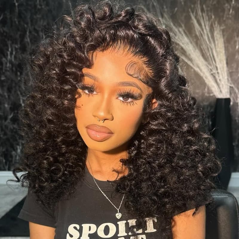 SWAY Voluminous Tight Curly 13x4 Lace Front Human Hair Wig 250 300 Density