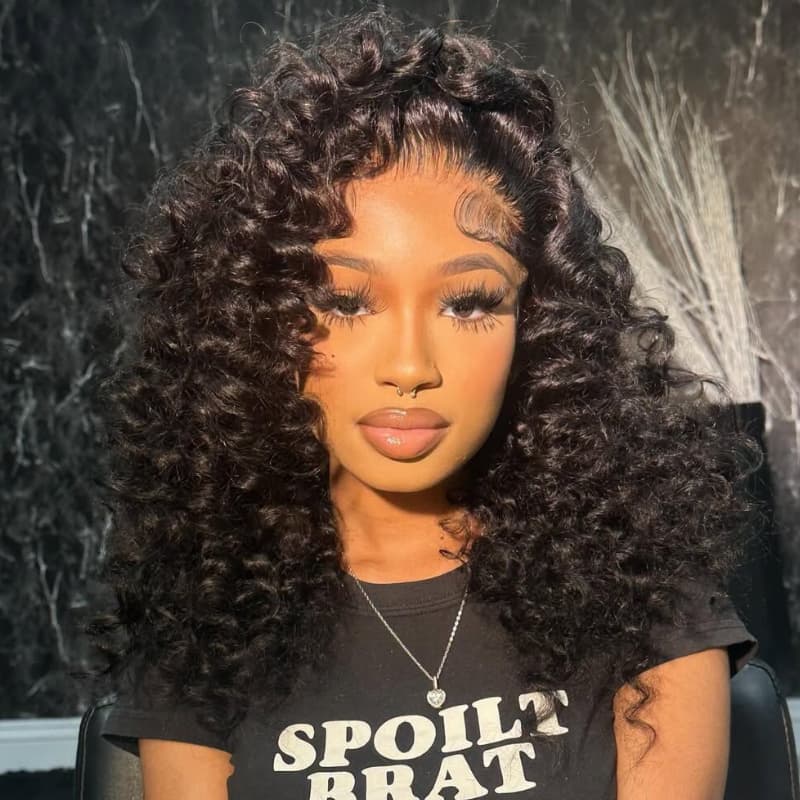 SWAY Voluminous Tight Curly 13x4 Lace Front Human Hair Wig 250 300 Density