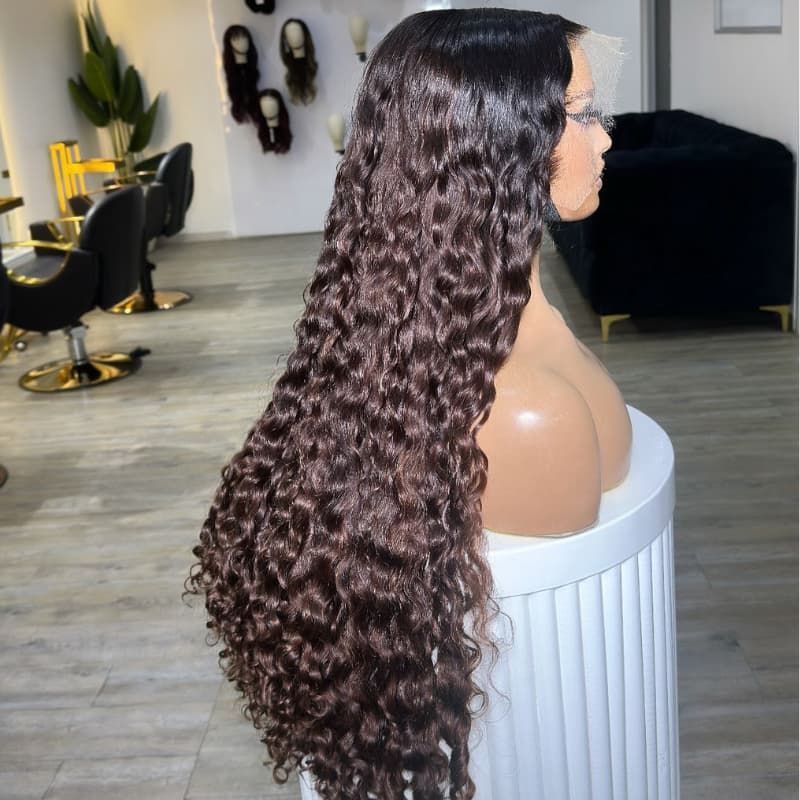 SWAY Ombre Brown Dark Roots Burmese Curly 13x4 Lace Front Human Hair Wig 250 300 Density