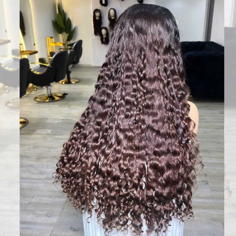 SWAY Ombre Brown Dark Roots Burmese Curly 13x4 Lace Front Human Hair Wig 250 300 Density