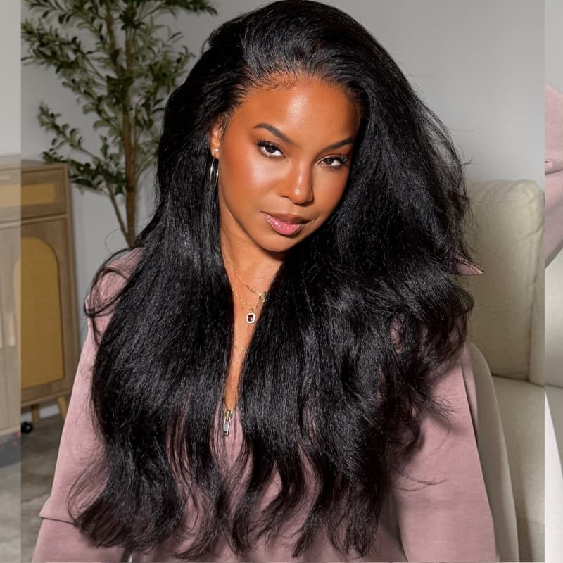 SWAY Soft Fluffy Yaki Loose Body Wave 13X4 Lace Front Human Hair Wigs 250 300 Density