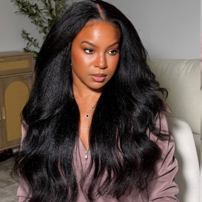 SWAY Soft Fluffy Yaki Loose Body Wave 13X4 Lace Front Human Hair Wigs 250 300 Density