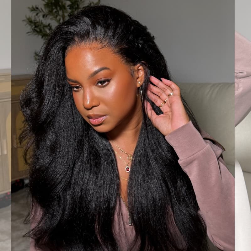 SWAY Soft Fluffy Yaki Loose Body Wave 13X4 Lace Front Human Hair Wigs 250 300 Density