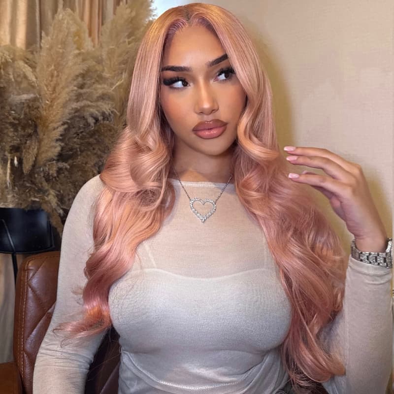 SWAY Soft Rose Blush Pink 13x4 Lace Front Virgin Human Hair Wigs 200 Density