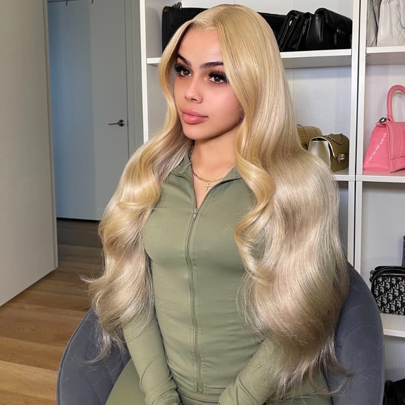 Pelucas de cabello humano ondulado con encaje frontal SWAY, color gris, densidad 200, 13x4
