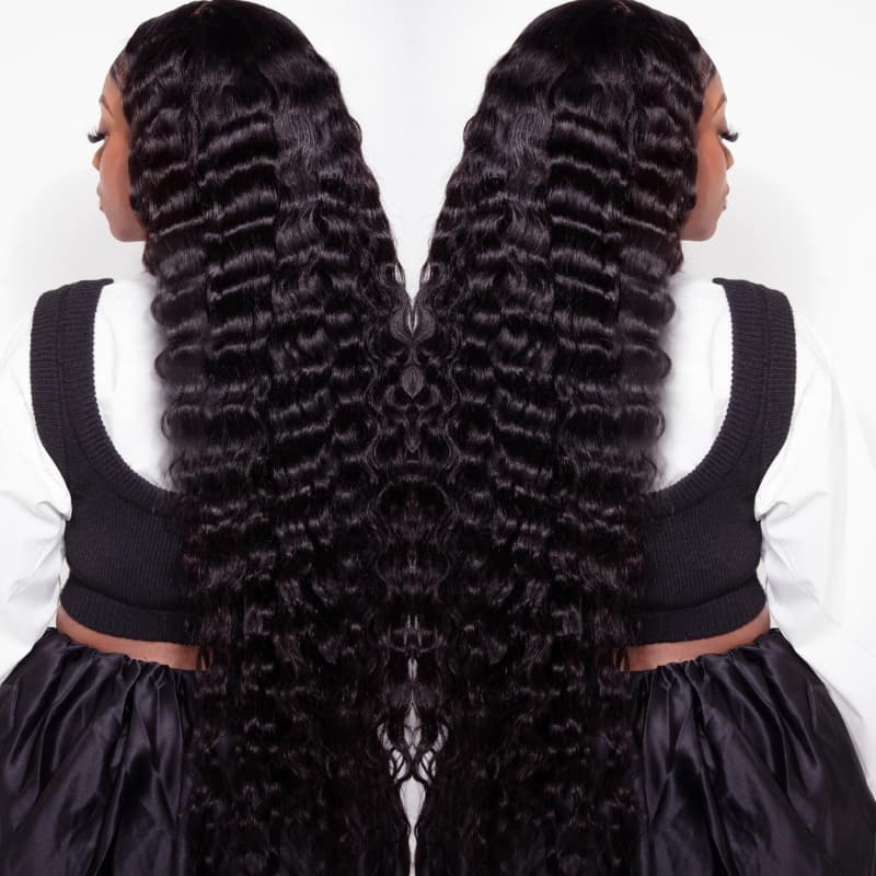 SWAY Student Affordable Back to School Graduation College Girl 13x4 Water Wave Lace Frontal Human Hair Wigs