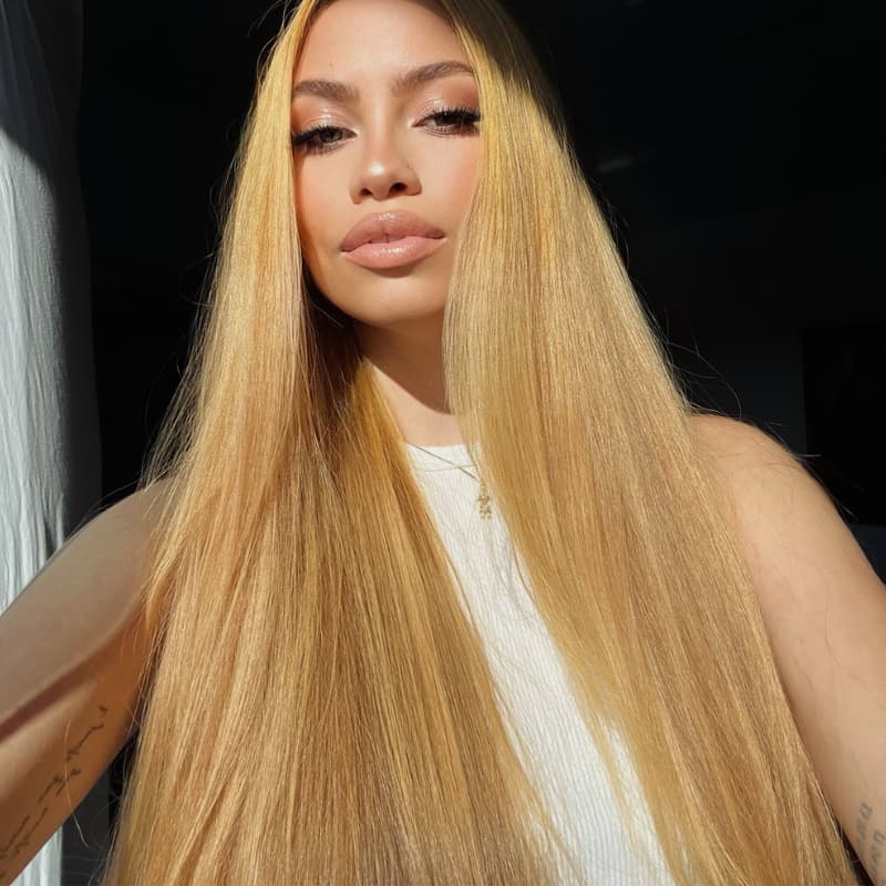 SWAY Sun-Kissed Golden Honey Blonde Bone Straight 13X4 Lace Front Human Hair Wigs