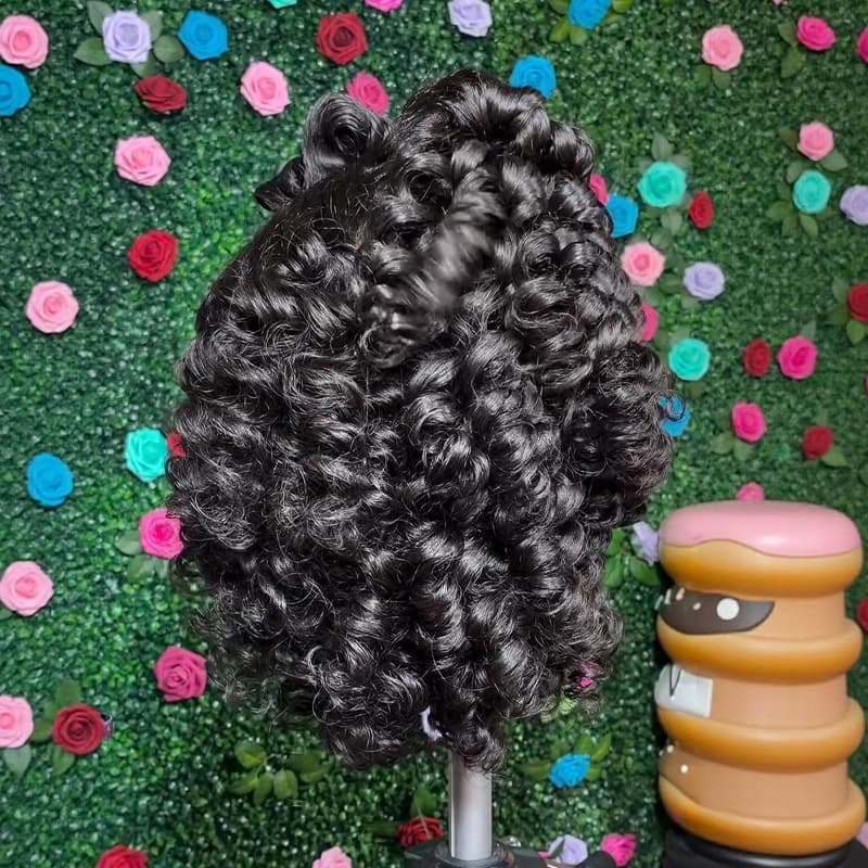 Pelucas de cabello humano Remy con encaje frontal de 13x4 y rizos sueltos de densidad 250-300 de SWAY