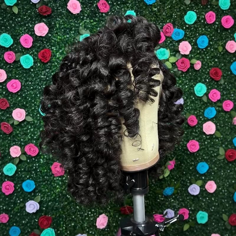 Pelucas de cabello humano Remy con encaje frontal de 13x4 y rizos sueltos de densidad 250-300 de SWAY