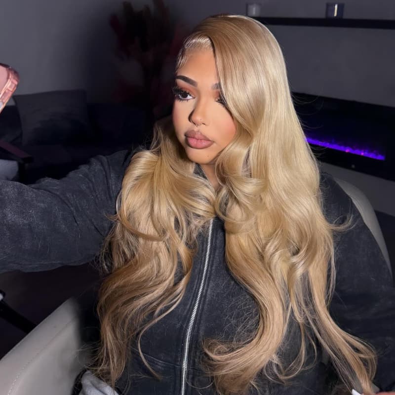 SWAY Trendy Golden Beige Honey Blonde 13x4 Lace Front Virgin Human Hair Wigs 200 Density