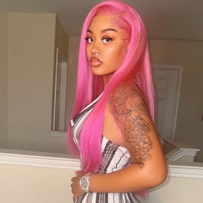 SWAY Vibrant Magenta Purple Pink 13x4 Lace Front Human Hair Wigs