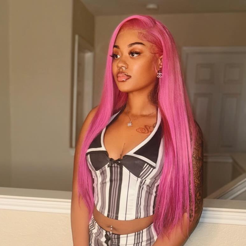 SWAY Vibrant Magenta Purple Pink 13x4 Lace Front Human Hair Wigs