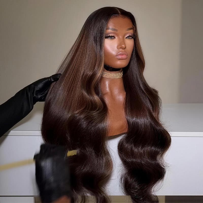 SWAY Vietnamese Brown Bone Straight 13x4 Lace Front Human Hair Wigs