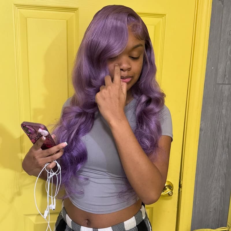 SWAY Violet Lavender Purple 13X4 Lace Front Human Hair Wigs 200 Density