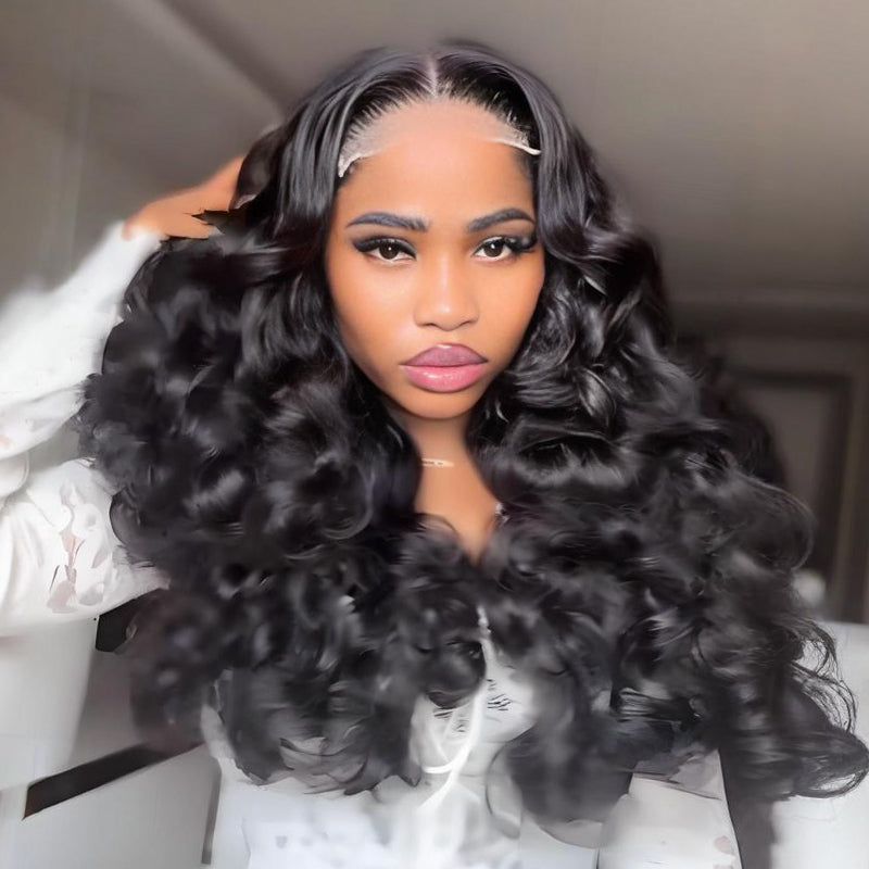 SWAY Voluminous Bouncy Loose Curls 13x4 Lace Front Human Hair Wig 250 300 Density