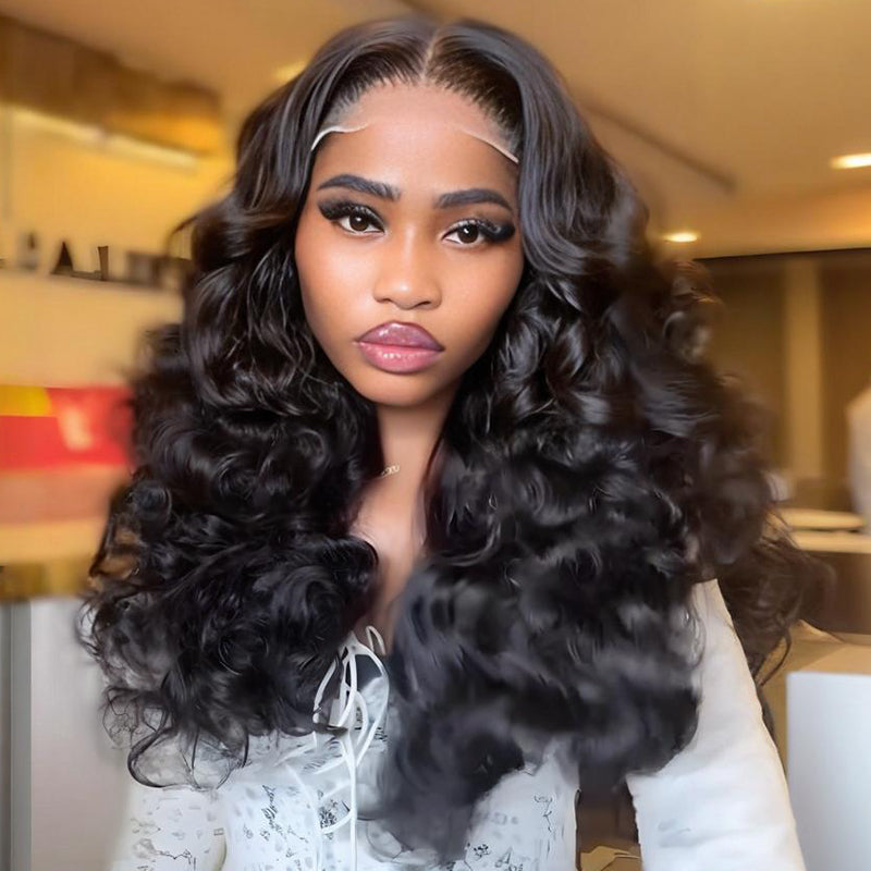 SWAY Voluminous Bouncy Loose Curls 13x4 Lace Front Human Hair Wig 250 300 Density