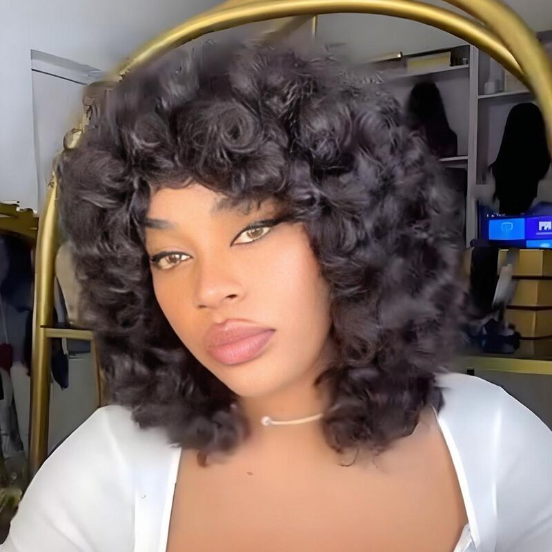 SWAY Voluminous Chic Natural Curly Full-bodied Look Bob Human Hair Wig