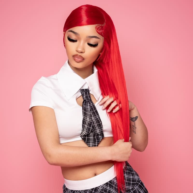 Peluca de cabello humano SWAY 200 densidad rojo burdeos HD transparente con encaje frontal