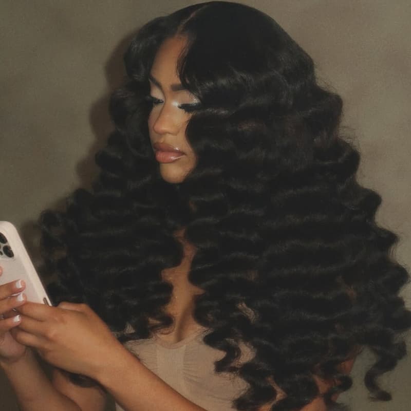 SWAY 250 300 Density Loose Deep Wand Curls 13x4 Lace Front Virgin Human Hair Wig