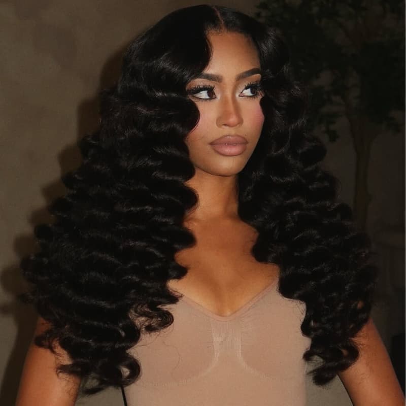 SWAY 250 300 Density Loose Deep Wand Curls 13x4 Lace Front Virgin Human Hair Wig