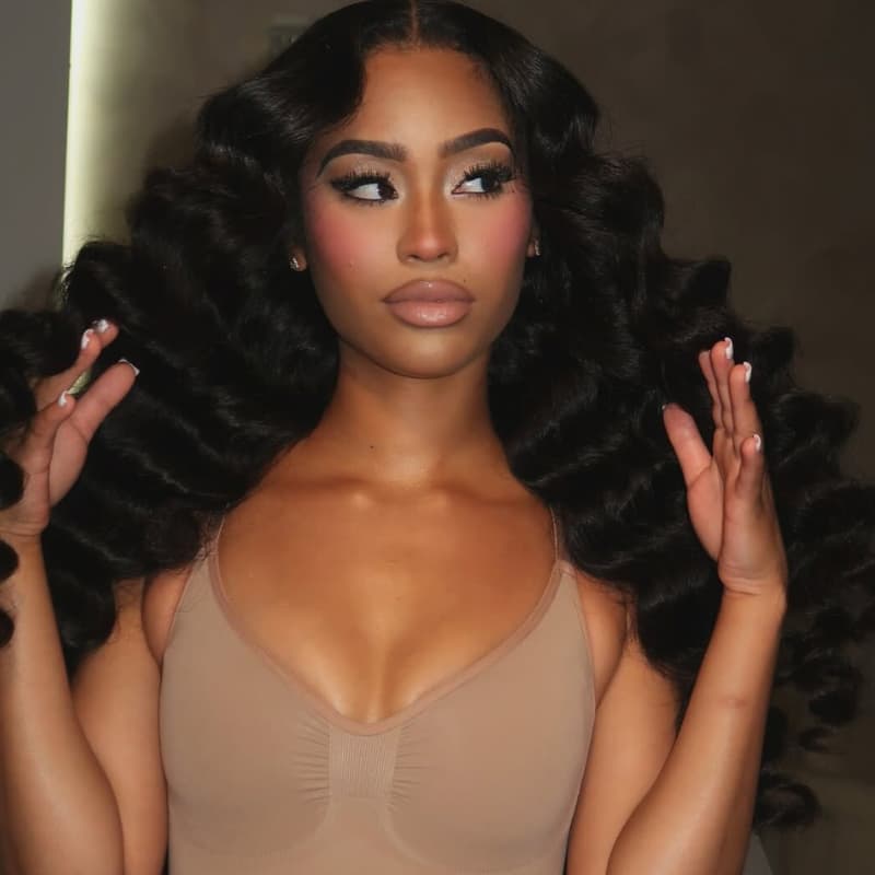 SWAY 250 300 Density Loose Deep Wand Curls 13x4 Lace Front Virgin Human Hair Wig