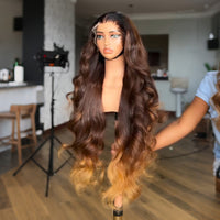 SWAY 250 300 Density Ombre Chocolate Brown Honey Blonde 13x4 Lace Front Human Hair Wigs