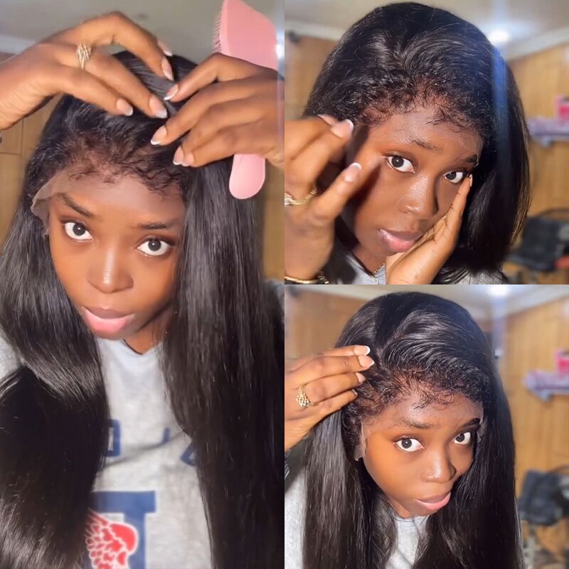 SWAY 250 300 Density Seamless Melt Wispy 4C Hair Edges Bone Straight 13x4 Lace Front Human Hair Wigs