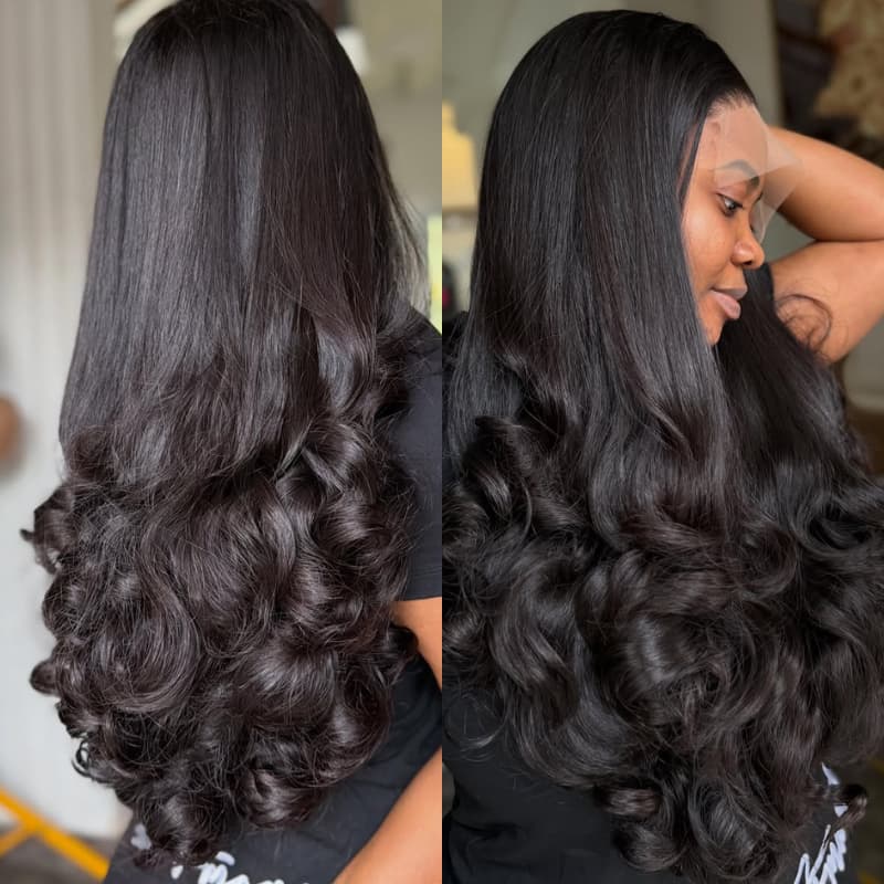 Pelucas de cabello humano SWAY rubio miel con reflejos marrones, 13x4 HD, con encaje frontal 
