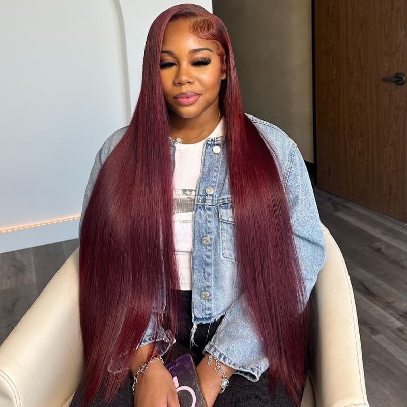 SWAY 30 32 34 36 38 40 42 inch Red Brown Blonde Highlights 13x4 Lace Front Human Hair Wigs